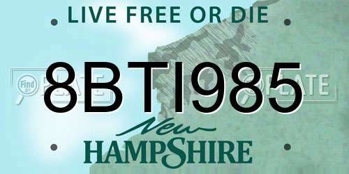 8BTI985 New Hampshire License Plate