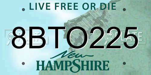 8BTO225 New Hampshire License Plate