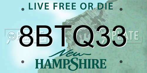 8BTQ33 New Hampshire License Plate