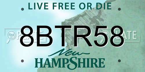 8BTR58 New Hampshire License Plate