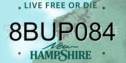 8BUP084 New Hampshire License Plate