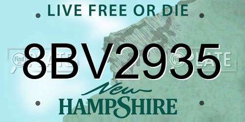 8BV2935 New Hampshire License Plate