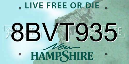 8BVT935 New Hampshire License Plate