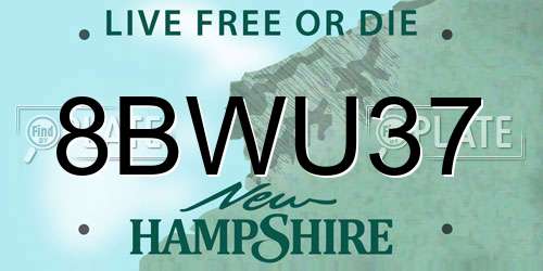 8BWU37 New Hampshire License Plate