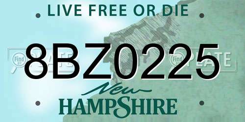 8BZ0225 New Hampshire License Plate