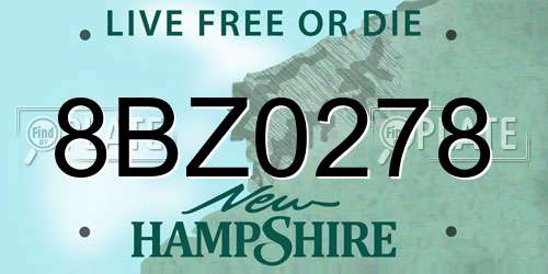 8BZ0278 New Hampshire License Plate