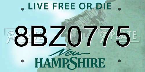 8BZ0775 New Hampshire License Plate