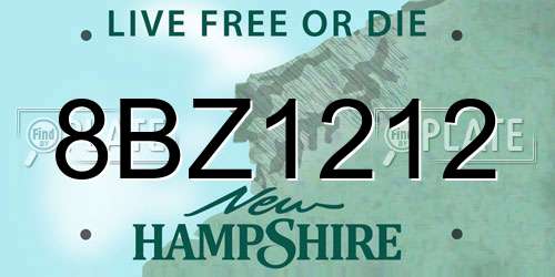 8BZ1212 New Hampshire License Plate