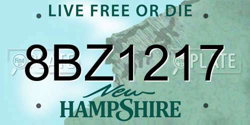 8BZ1217 New Hampshire License Plate