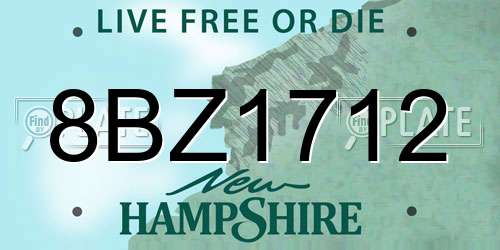 8BZ1712 New Hampshire License Plate