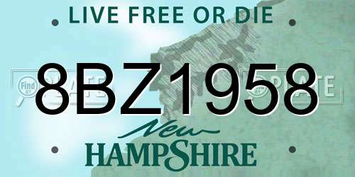 8BZ1958 New Hampshire License Plate