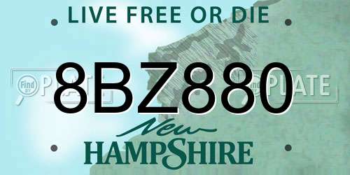 8BZ880 New Hampshire License Plate