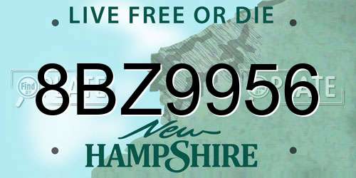 8BZ9956 New Hampshire License Plate