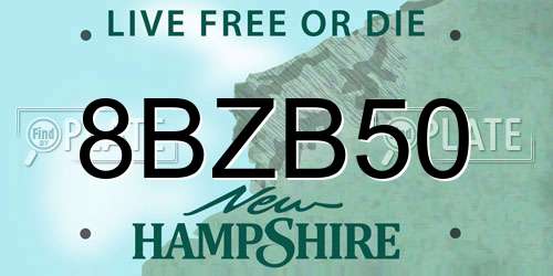 8BZB50 New Hampshire License Plate