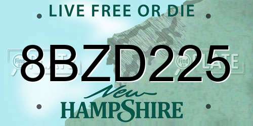 8BZD225 New Hampshire License Plate