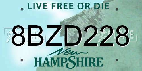 8BZD228 New Hampshire License Plate