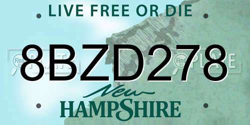 8BZD278 New Hampshire License Plate