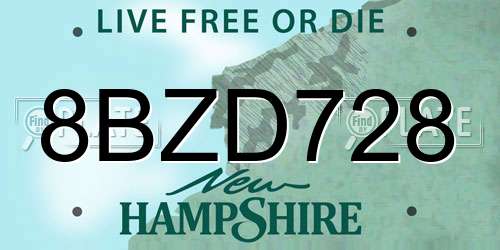 8BZD728 New Hampshire License Plate