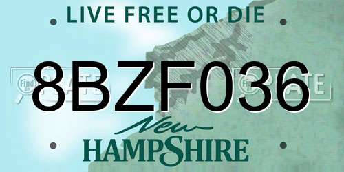 8BZF036 New Hampshire License Plate