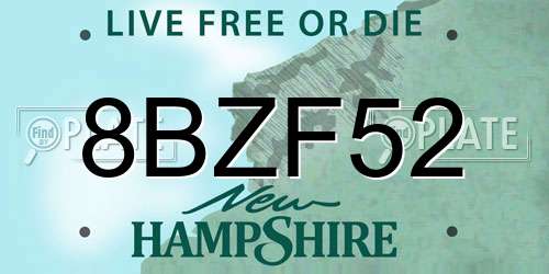 8BZF52 New Hampshire License Plate