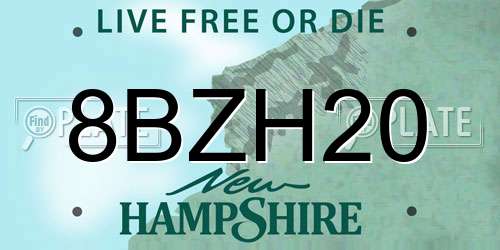 8BZH20 New Hampshire License Plate