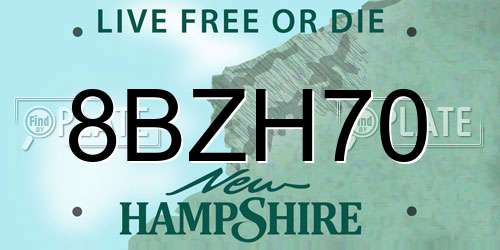 8BZH70 New Hampshire License Plate