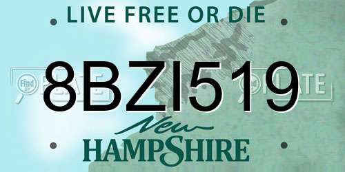 8BZI519 New Hampshire License Plate