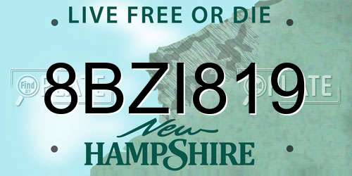 8BZI819 New Hampshire License Plate
