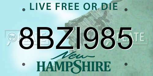 8BZI985 New Hampshire License Plate