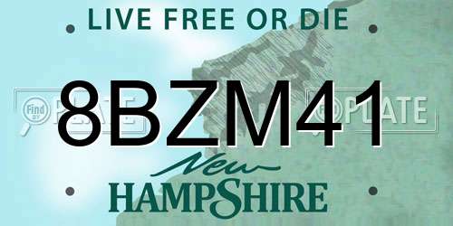 8BZM41 New Hampshire License Plate