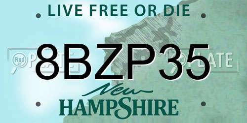 8BZP35 New Hampshire License Plate