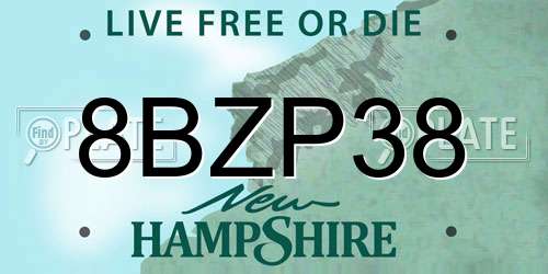 8BZP38 New Hampshire License Plate