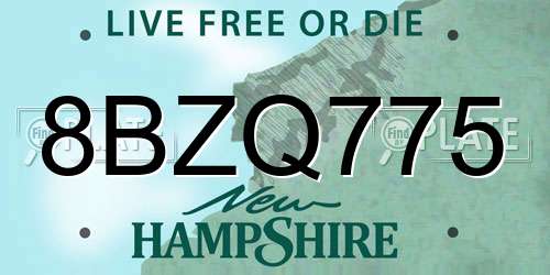 8BZQ775 New Hampshire License Plate
