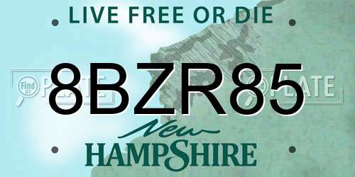 8BZR85 New Hampshire License Plate