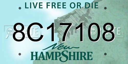 8C17108 New Hampshire License Plate