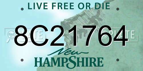 8C21764 New Hampshire License Plate