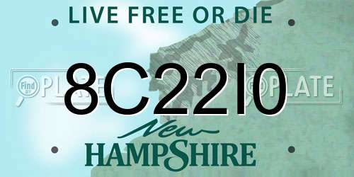 8C22I0 New Hampshire License Plate