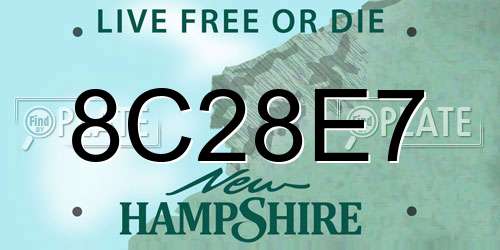 8C28E7 New Hampshire License Plate