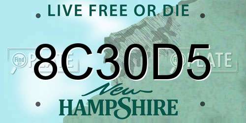 8C30D5 New Hampshire License Plate
