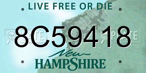 8C59418 New Hampshire License Plate