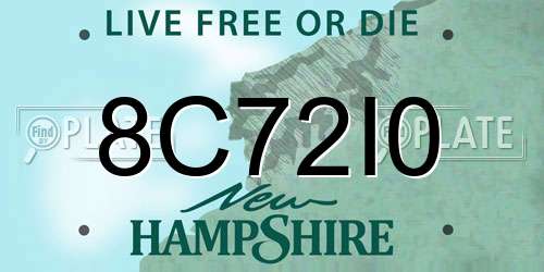 8C72I0 New Hampshire License Plate
