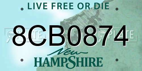 8CB0874 New Hampshire License Plate
