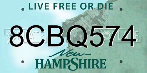 8CBQ574 New Hampshire License Plate