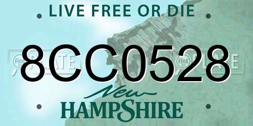 8CC0528 New Hampshire License Plate