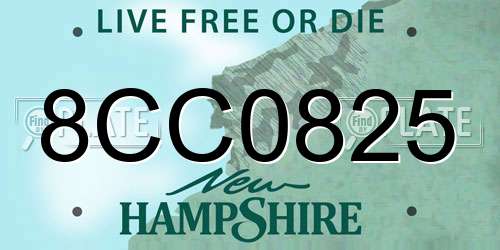 8CC0825 New Hampshire License Plate