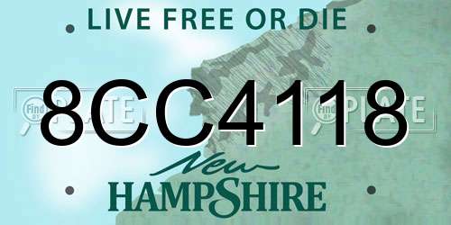8CC4118 New Hampshire License Plate