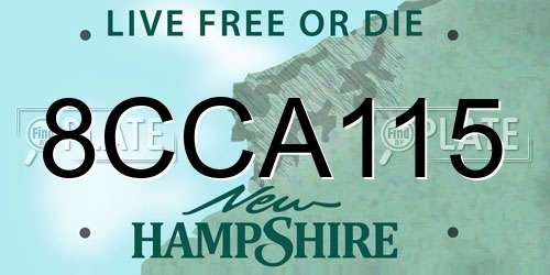 8CCA115 New Hampshire License Plate