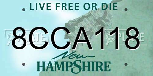 8CCA118 New Hampshire License Plate