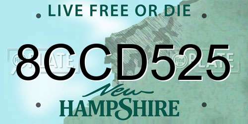 8CCD525 New Hampshire License Plate