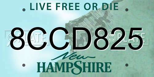 8CCD825 New Hampshire License Plate